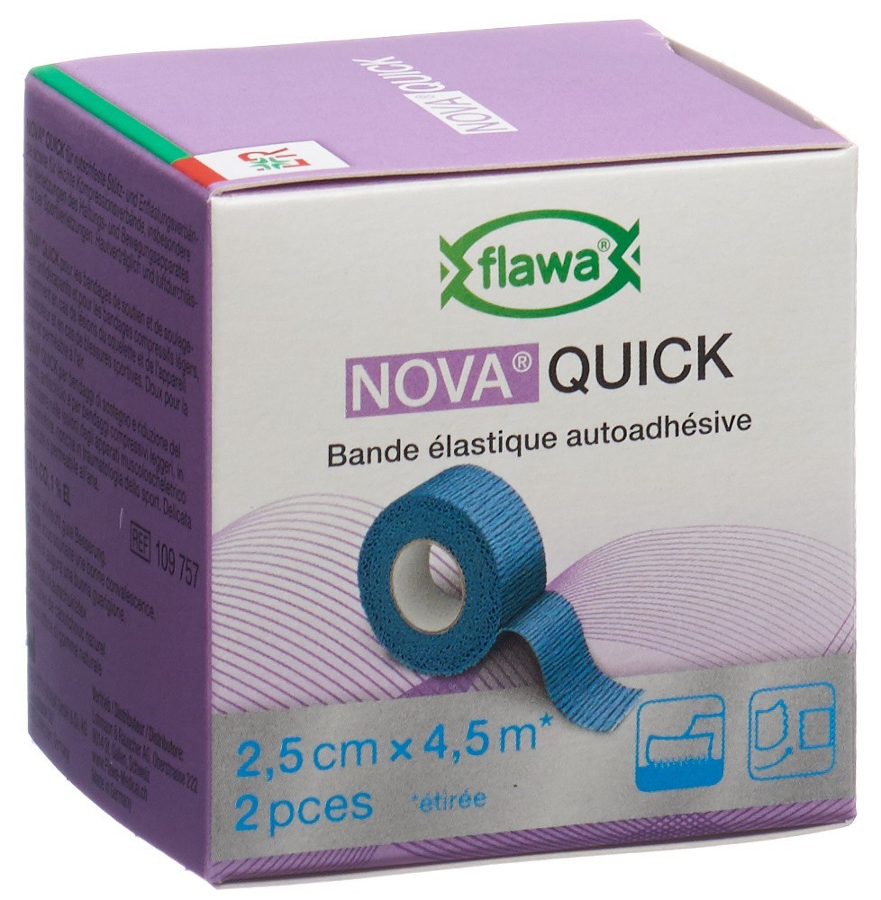 FLAWA Quick kohäsive Reissbinde 2.5cmx4.5m blau 2 Stk