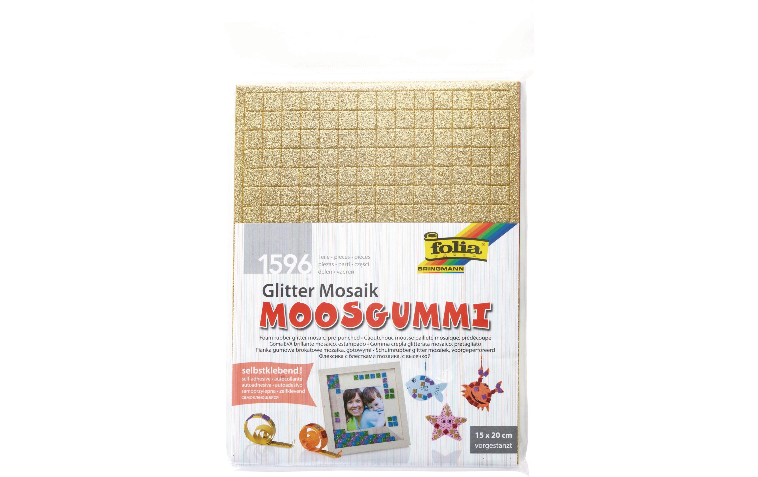 Moosgummi-Set Mosaik Glitter selbstklebend, 6 StückMoosgummi Mosaik Glitter