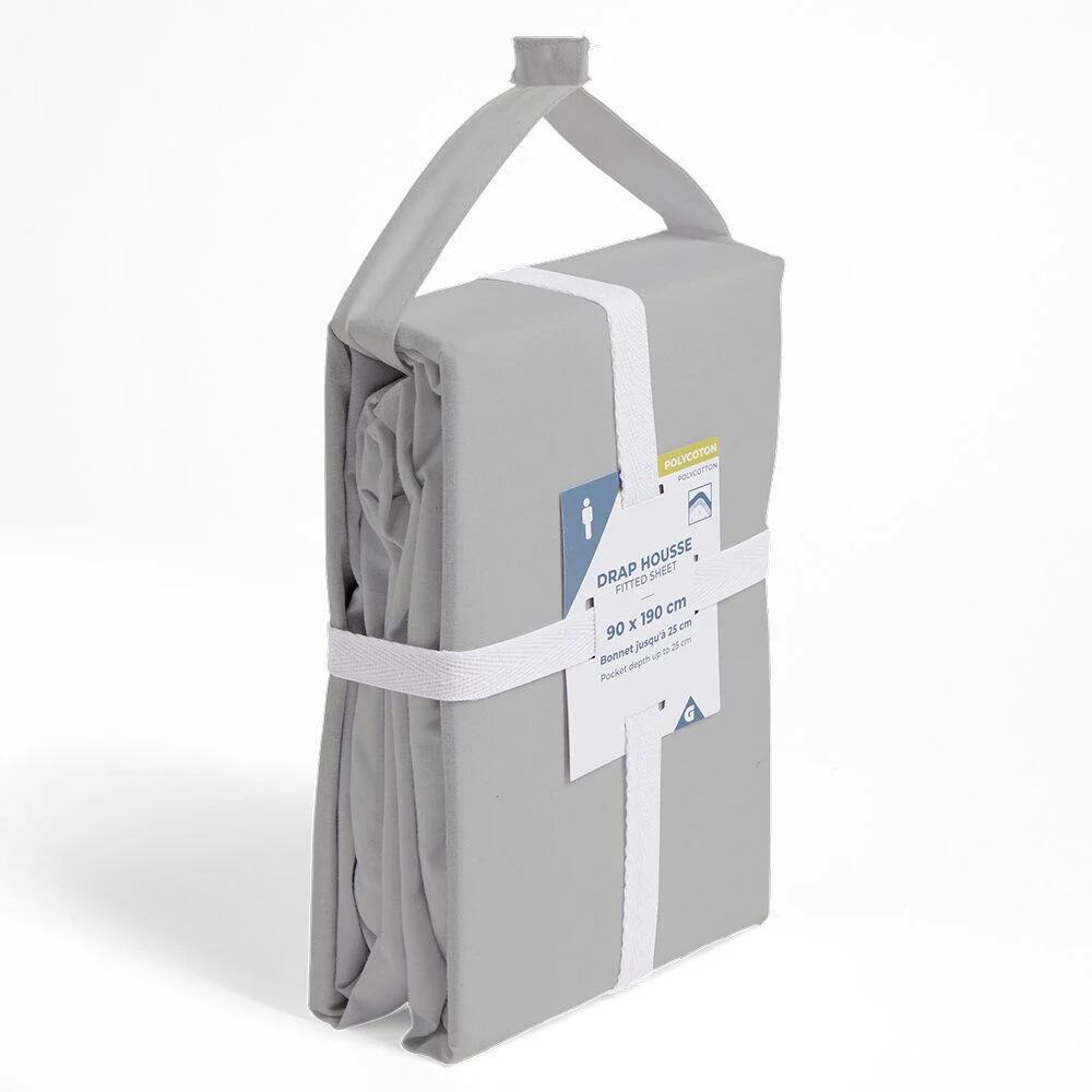 Drap housse 90x190cm polycoton gris