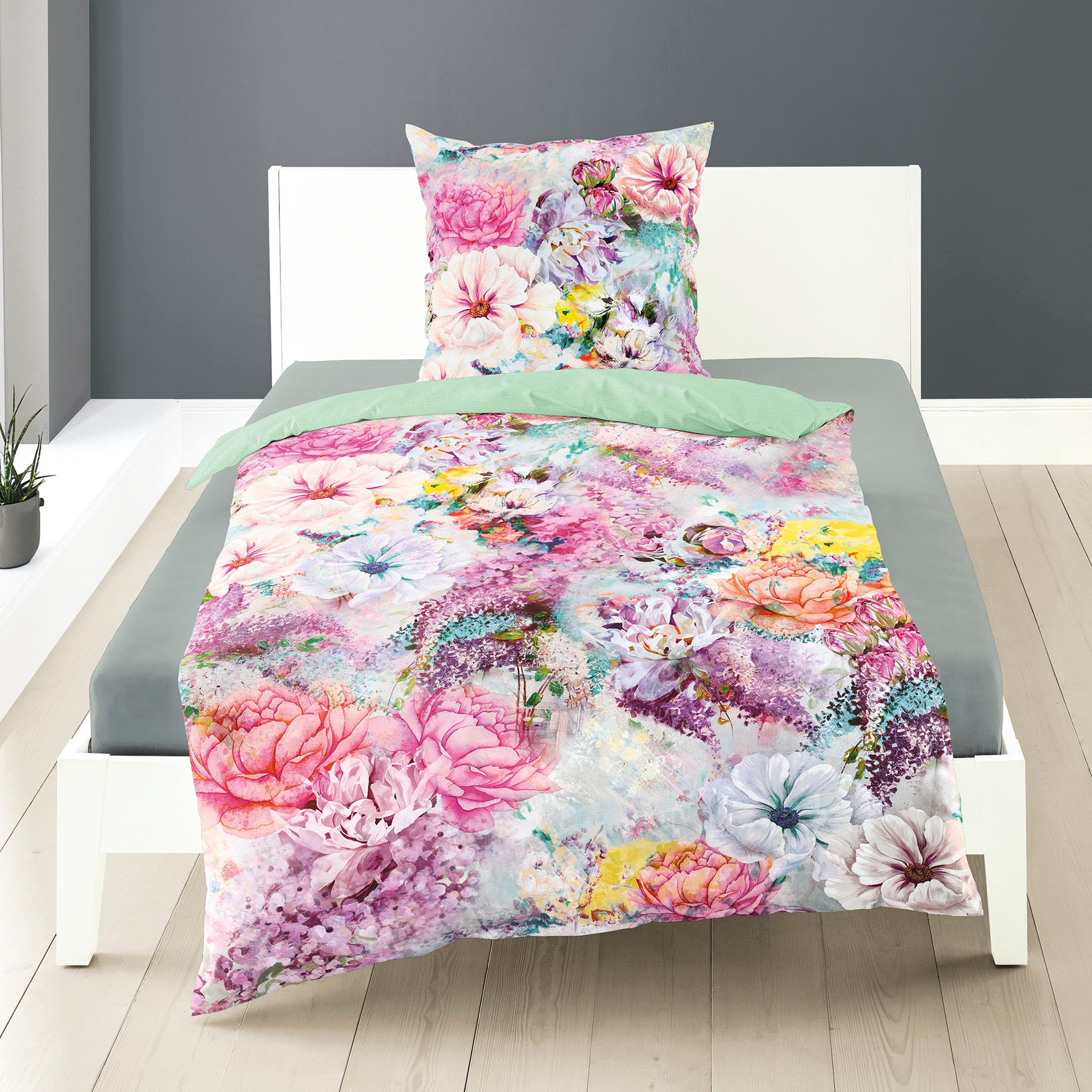 BIERBAUM Wendebettwäsche »Colorful Flowers« 2 Stk. tlg. mit floralem Digitalprint
