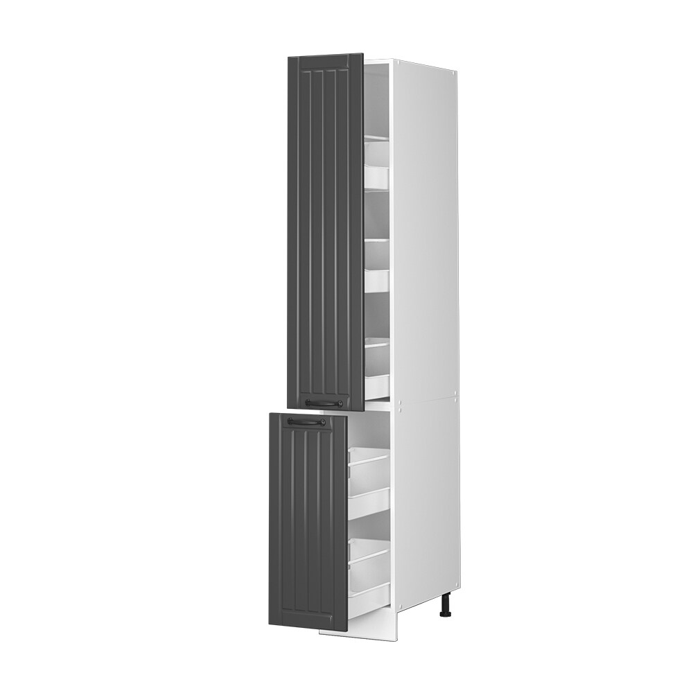 Vicco Apothekerhochschrank Küchenschrank Küchenmöbel Fame-Line Weiß Dunkelgrau Landhaus 30 cm modern