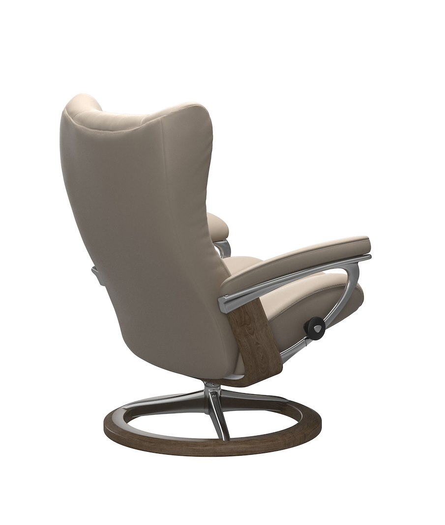 Stressless® Wing (M) Lenestol Hud Paloma Mushroom og Signature understell i røkt eik og alu