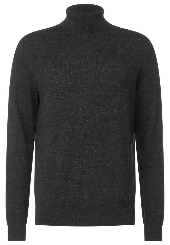Basic Rollkragen Pullover - anthra grey melange
