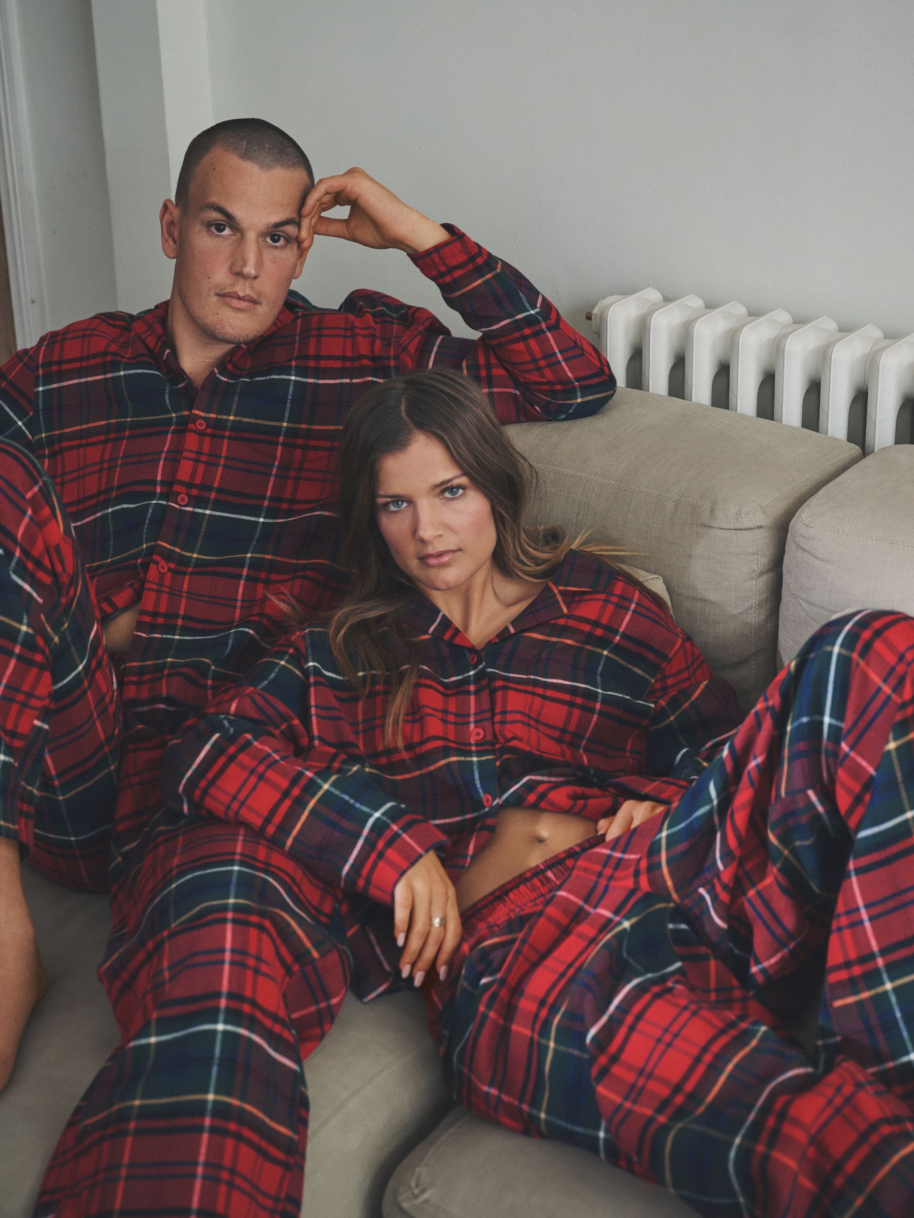 The Set 2 Pack Check Flannel Button Through Pyjamas