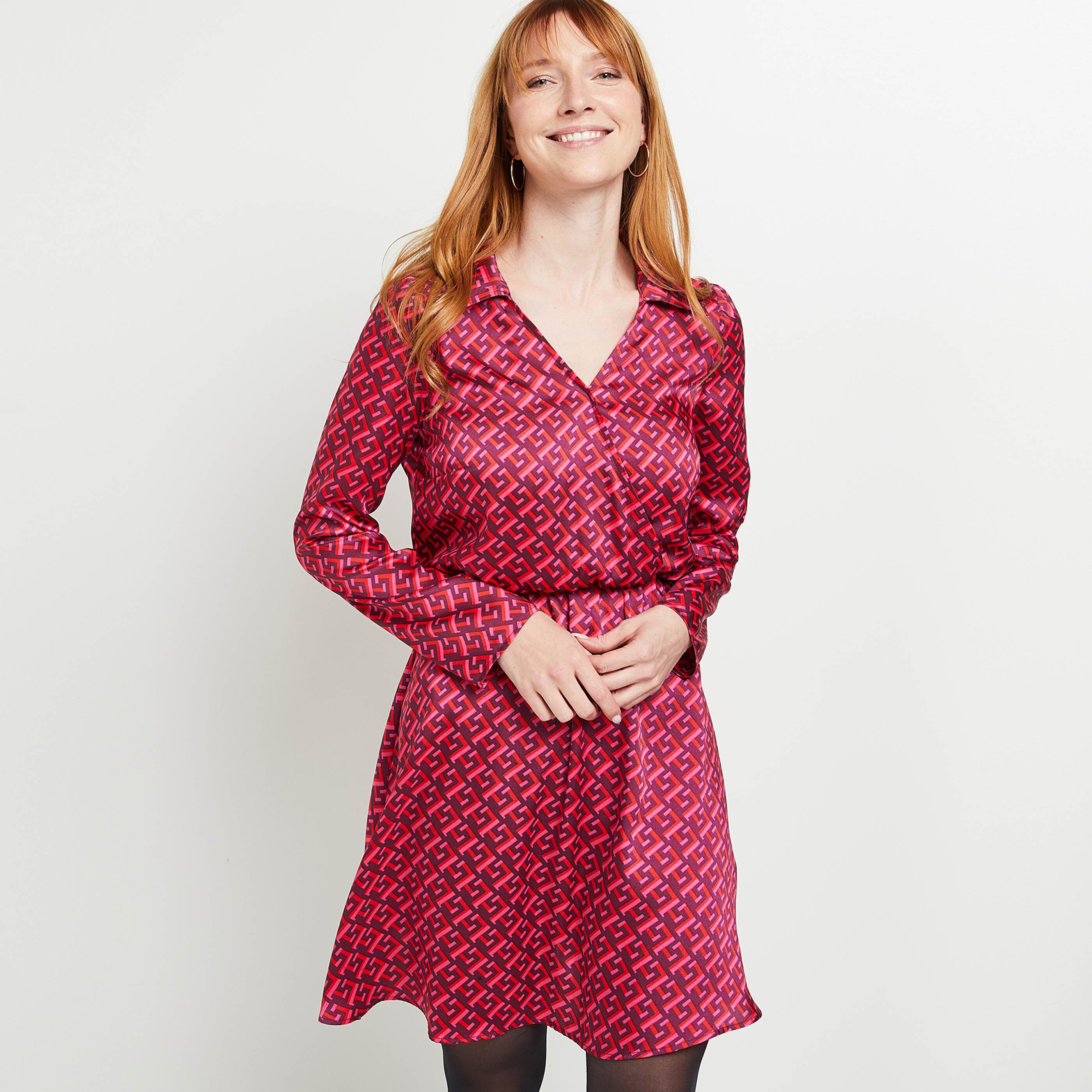 Robe cache coeur imprimé femme - ROSE