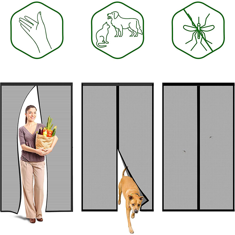 (100x240cm) Magnetischer Tür Insektenschutz Fliegenvorhang Moskitonetz Automatisches Schliessen - Schwarz
