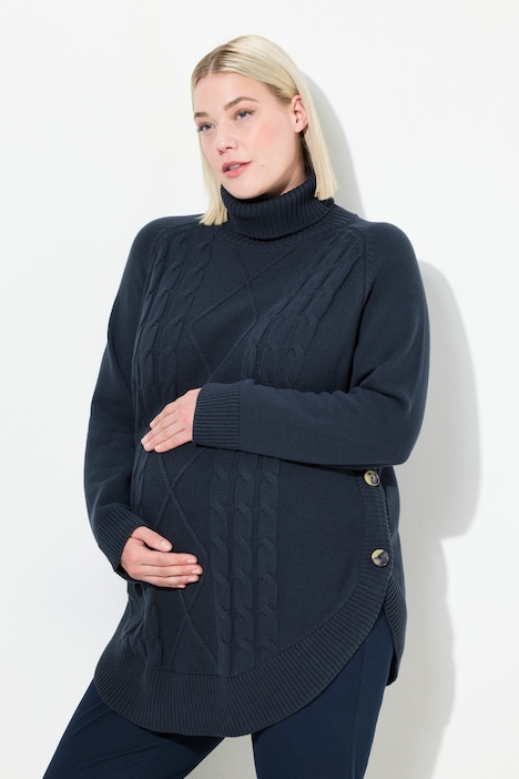 Bellieva-Pullover, Zopfmuster, Rollkragen, Langarm