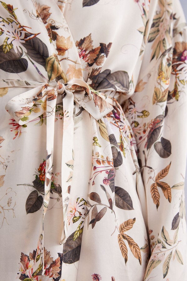 Kimono de cetim viscose Autumn Botanics