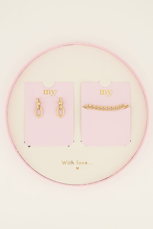 Giftbox oorbellen & schakelarmband
