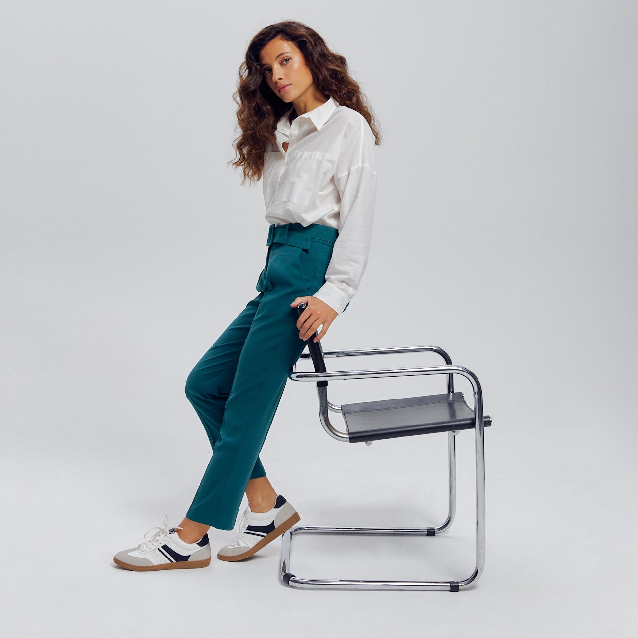 Pantalon à pinces Femme - Vert émeraude
