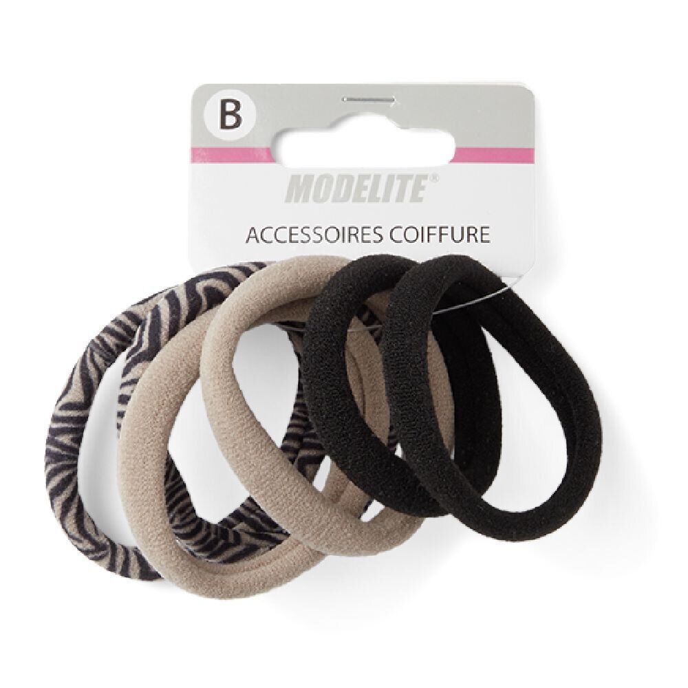 Lot de 6 élastiques mousse beige et noir
