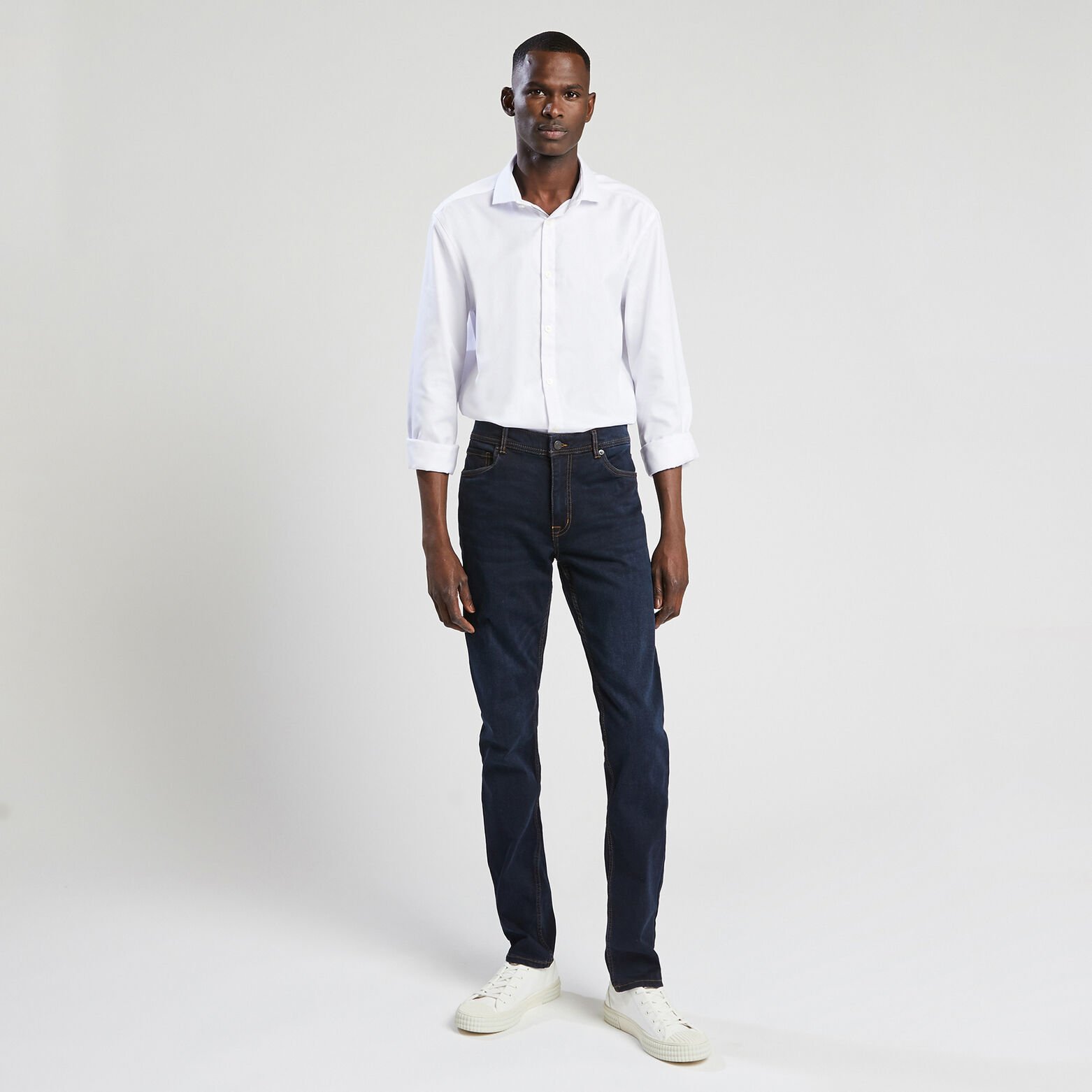 Chemise slim sans repassage unie coton Blanc