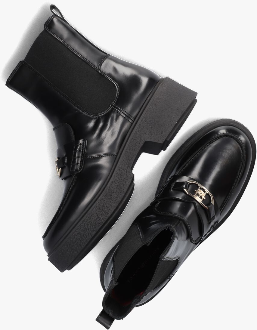 TOMMY HILFIGER zwarte tommy hilfiger enkelboots th hardware loafer boot