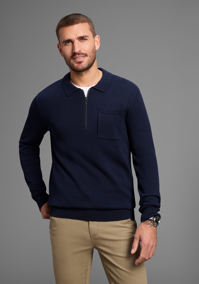 Bruno Banani Strickpullover mit Reissverschluss und Brusttasche