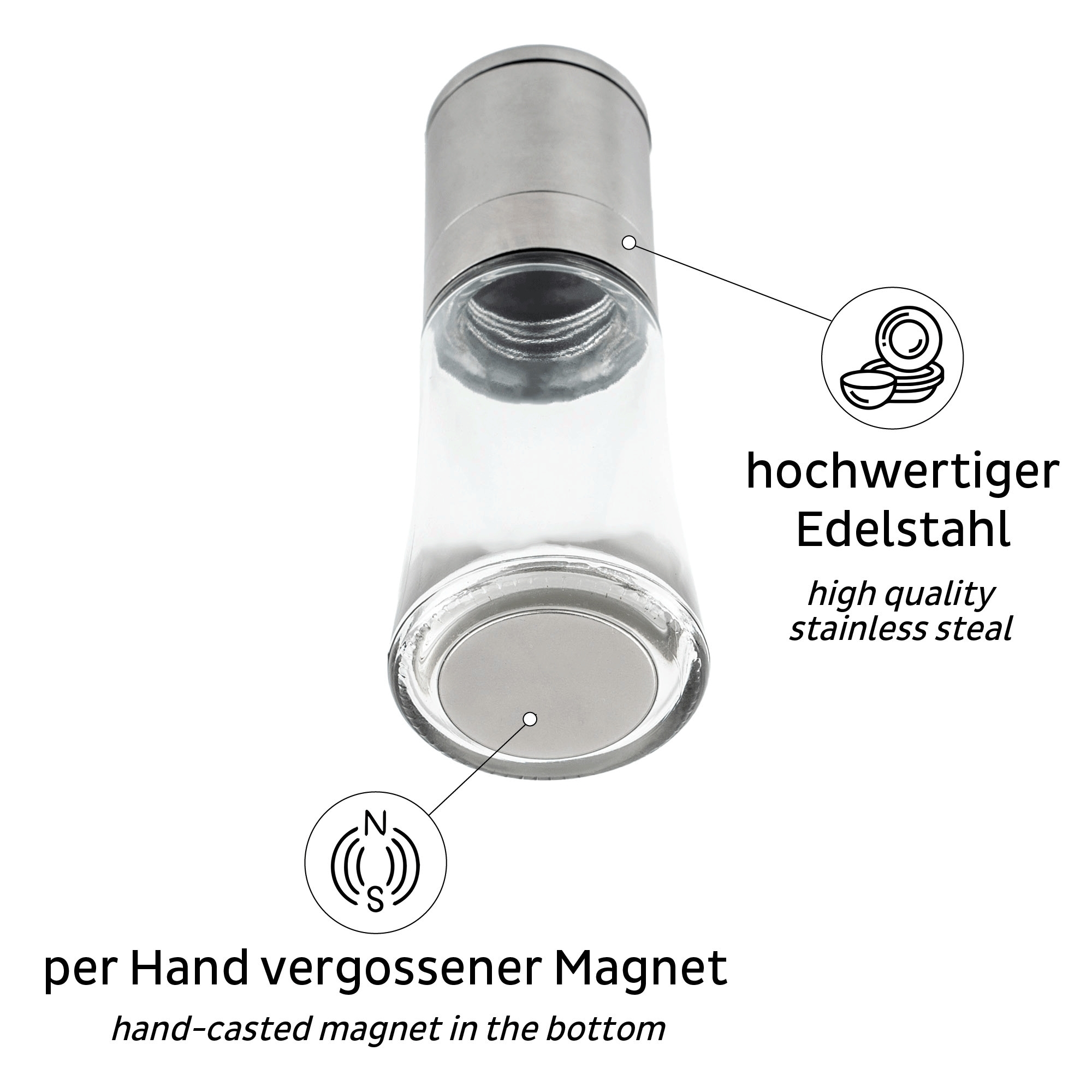 Magnet-Gewürzmühlen - 192 ml - 2er Set