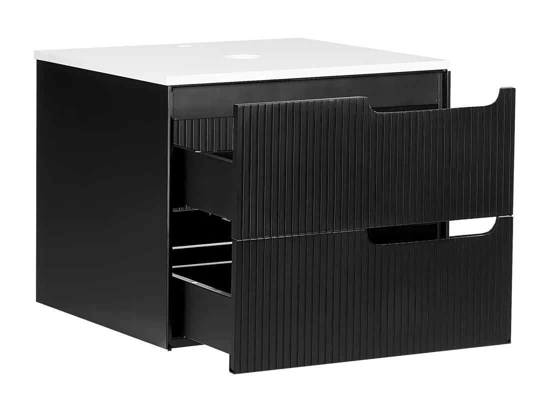 Meuble lavabo mural QUINTELA 60 cm 52 cm 48 cm Noir