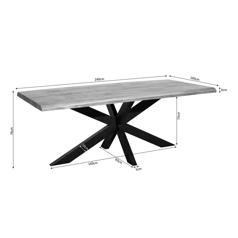 Eettafel Rechthoek Naturel Hout - 240x100x76cm - Denver
