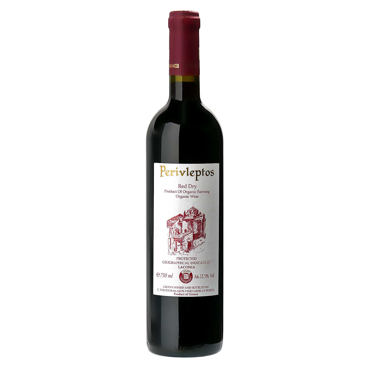 Perivleptos vin rouge de Grèce bio - IGP Laconie - THEODORAKAKOS