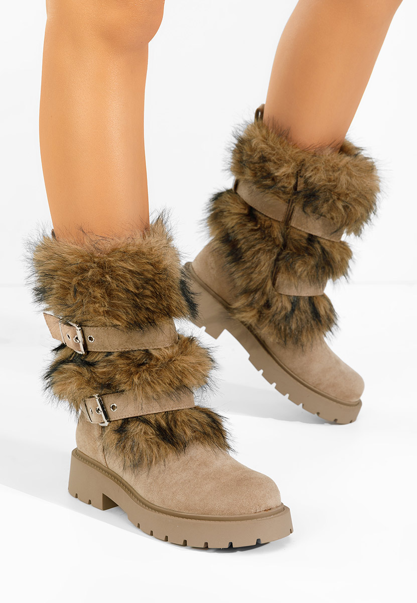 Bottes fourrées femmes kaki Nelisia