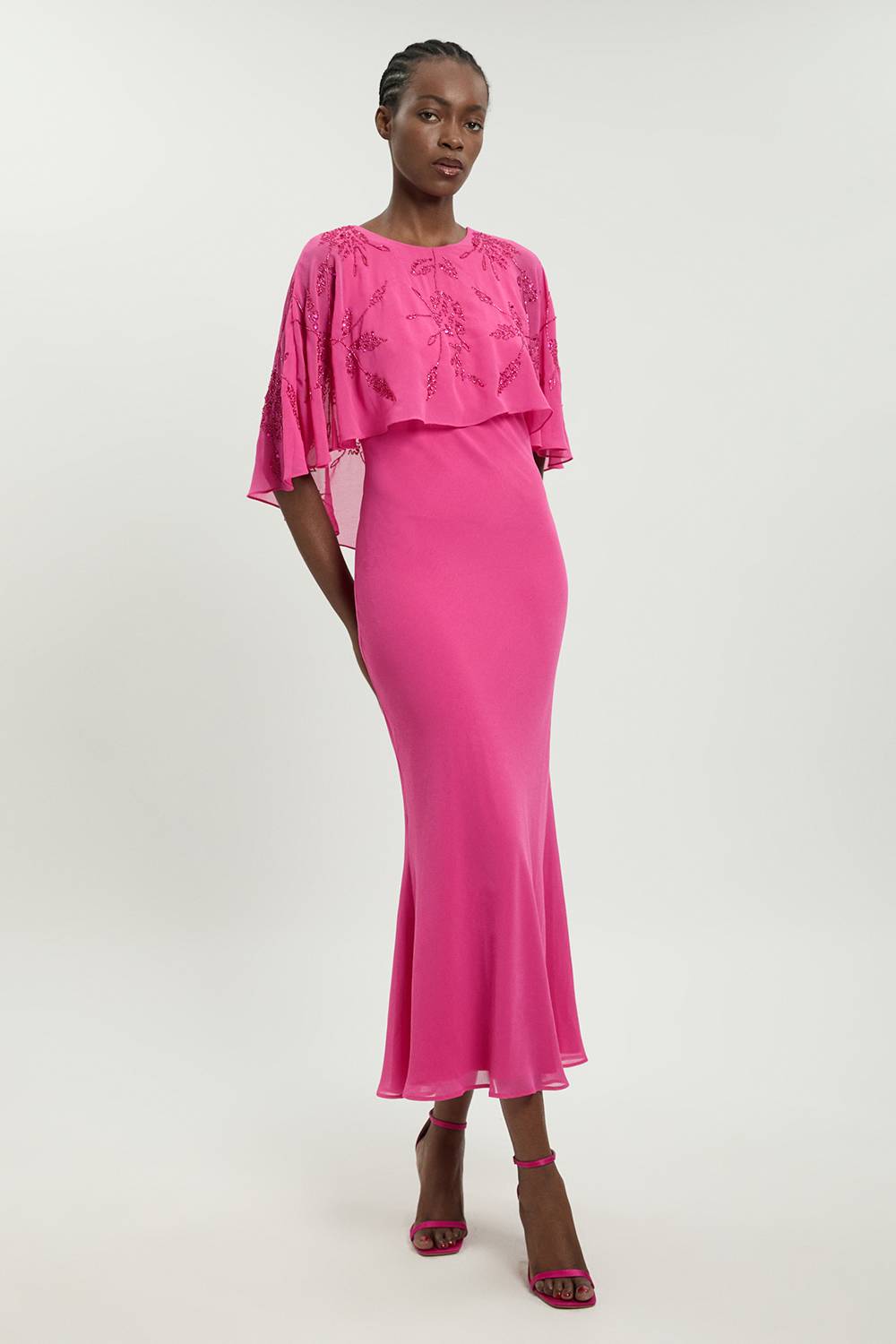 KarenMillen Robe Longue Avec Détail Cape Perlée