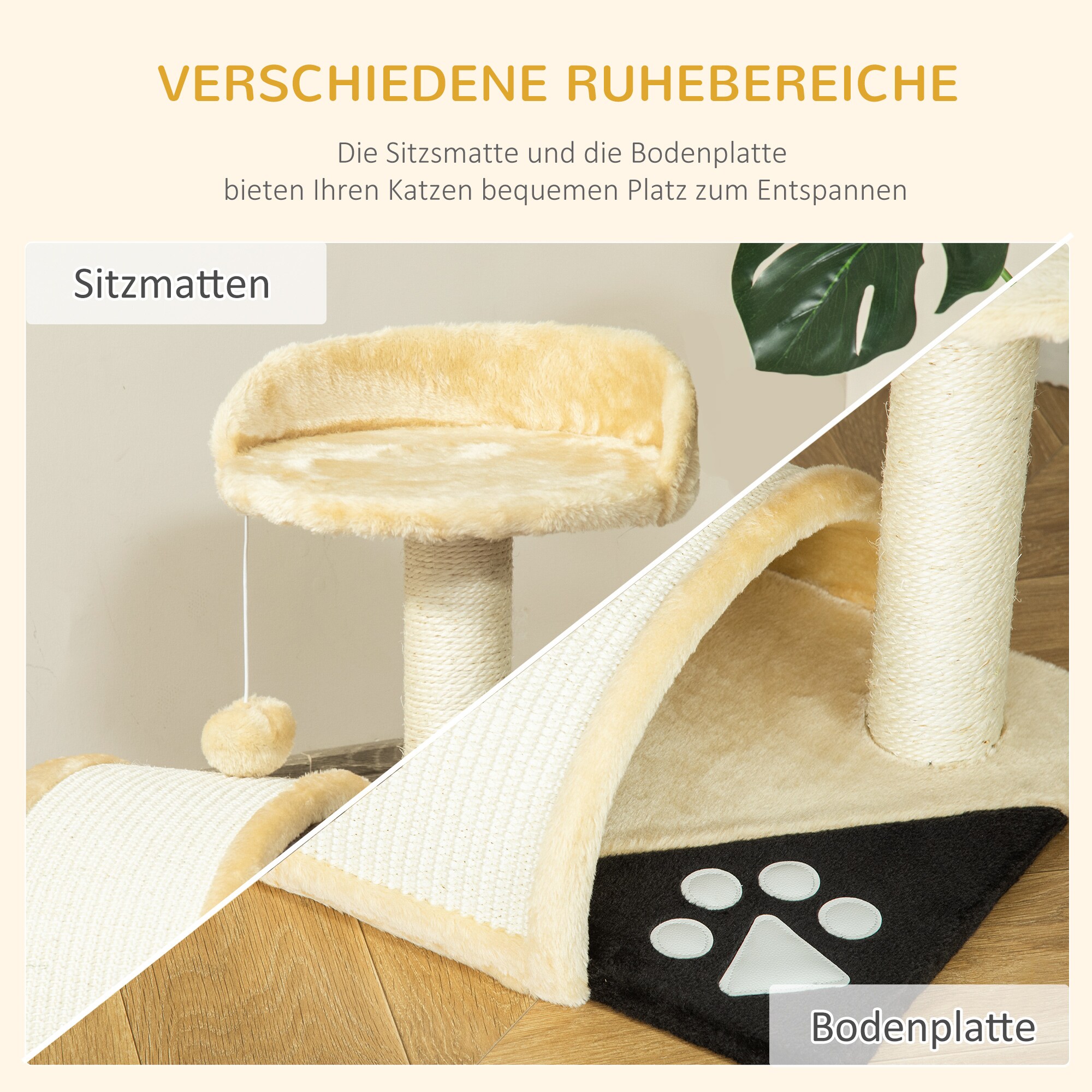 PawHut Katzenbaum mit Plüsch 36 x 36 x 44 cm (LxBxH)