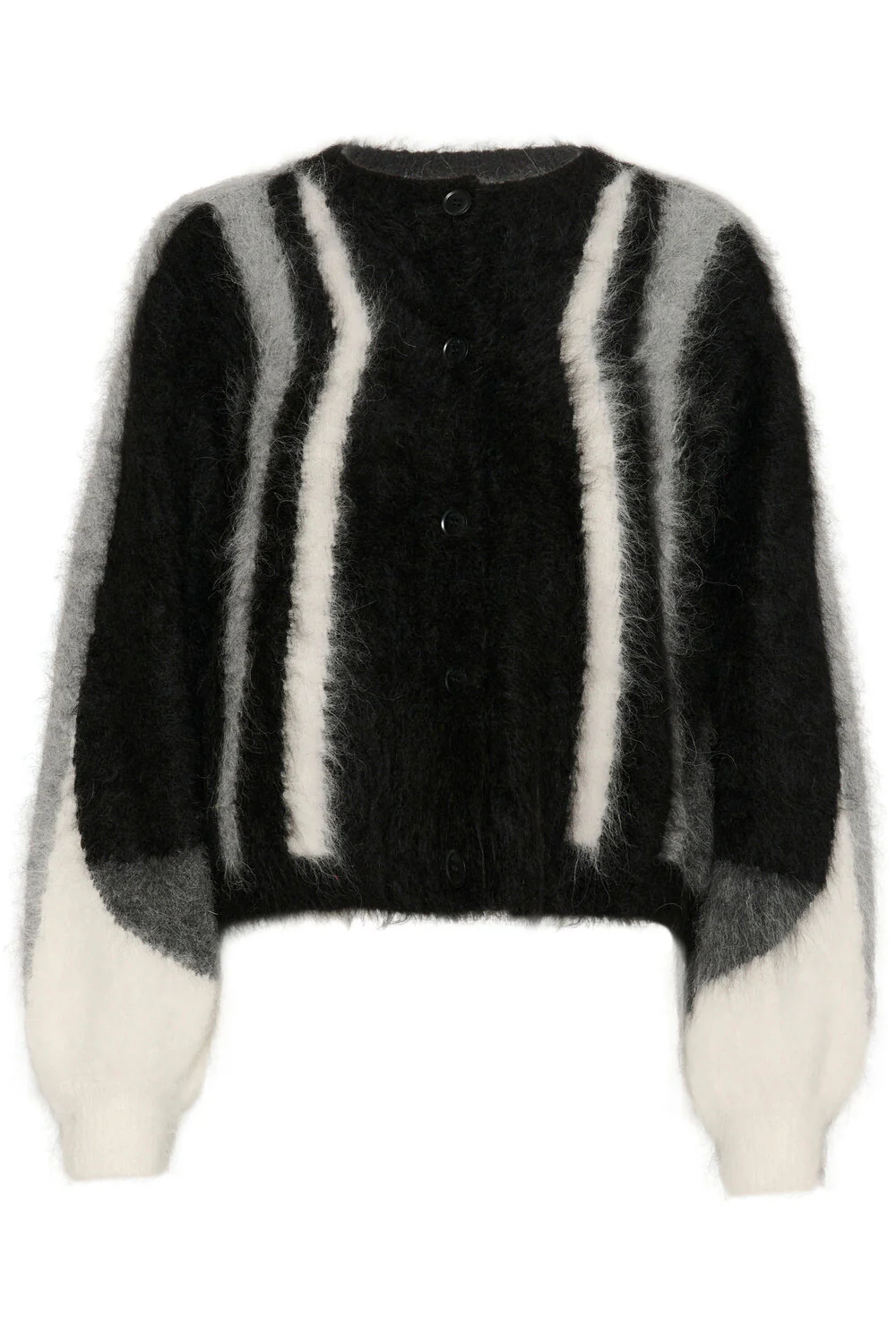 GESTUZ  Safi uldcardigan - Black/Grey multi