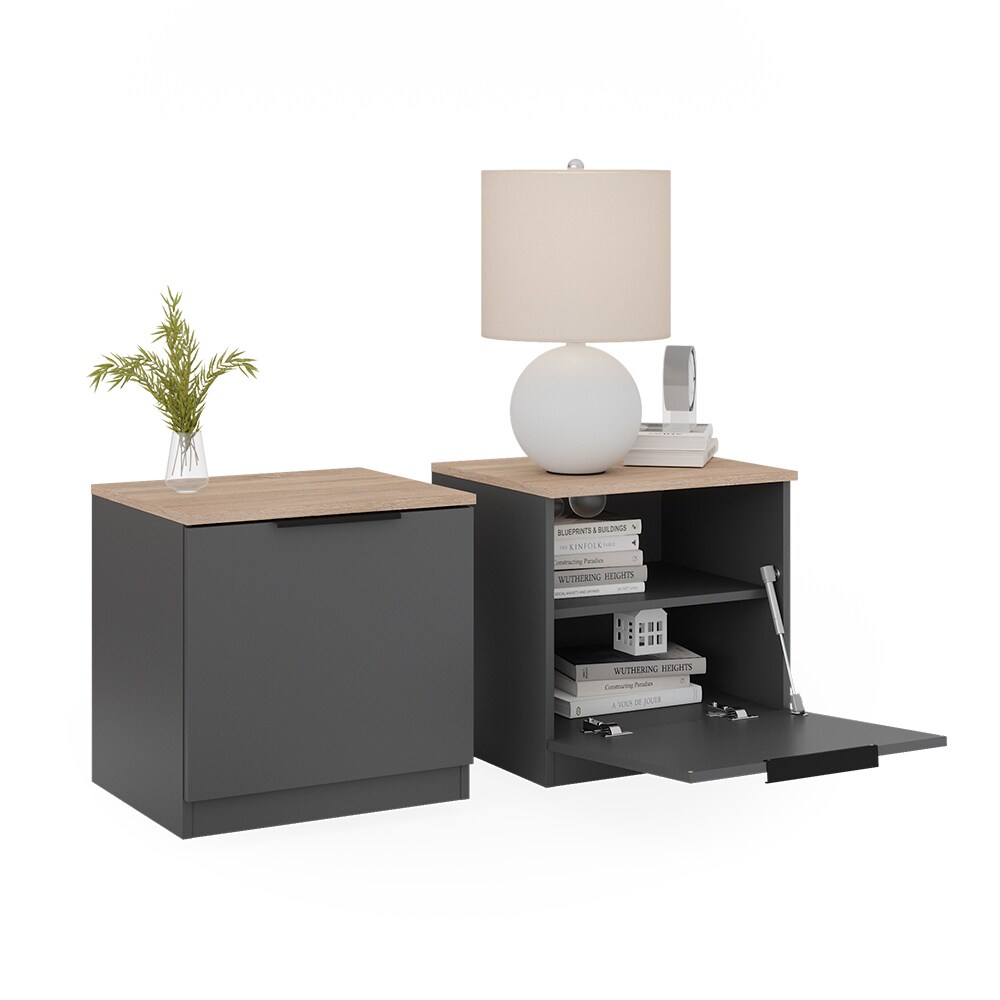 Vicco Nachttisch Betti 2er Set, 50 x 50 cm, Anthrazit Sonoma mit 1 Klappe, Schlafzimmer