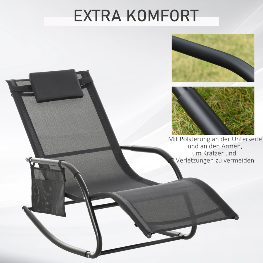 Outsunny Schaukelstuhl atmungsaktive Mesh-Gewebe schwarz