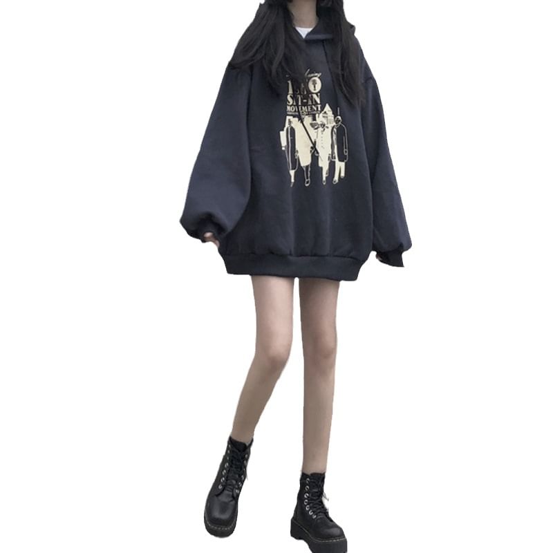 CRIBI - Oversized hoodie met trekkoord en grafische print