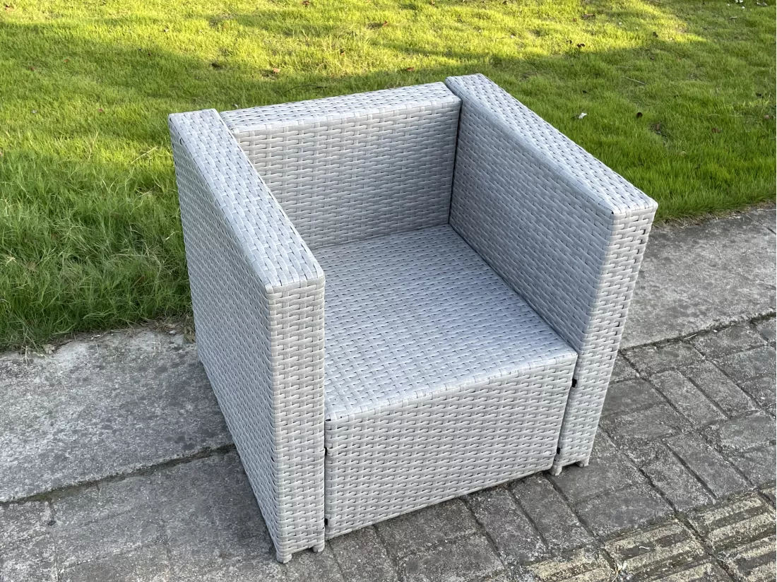 Mobilier de jardin extérieur Fauteuil PE Rotin Canapé Gris Clair