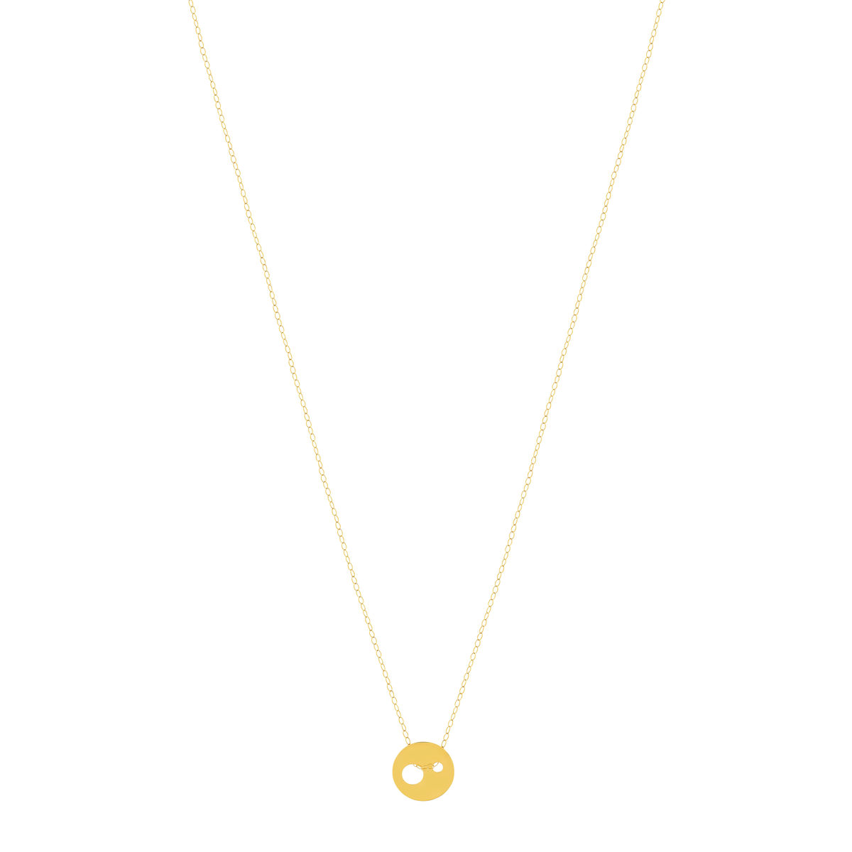 Collier or jaune 750 45 cm motif disque