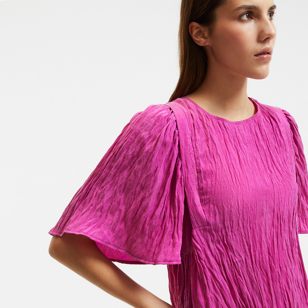 COLEÇÃO LA REDOUTE<br>Vestido curto evasê com mangas curtas em formato de borboleta