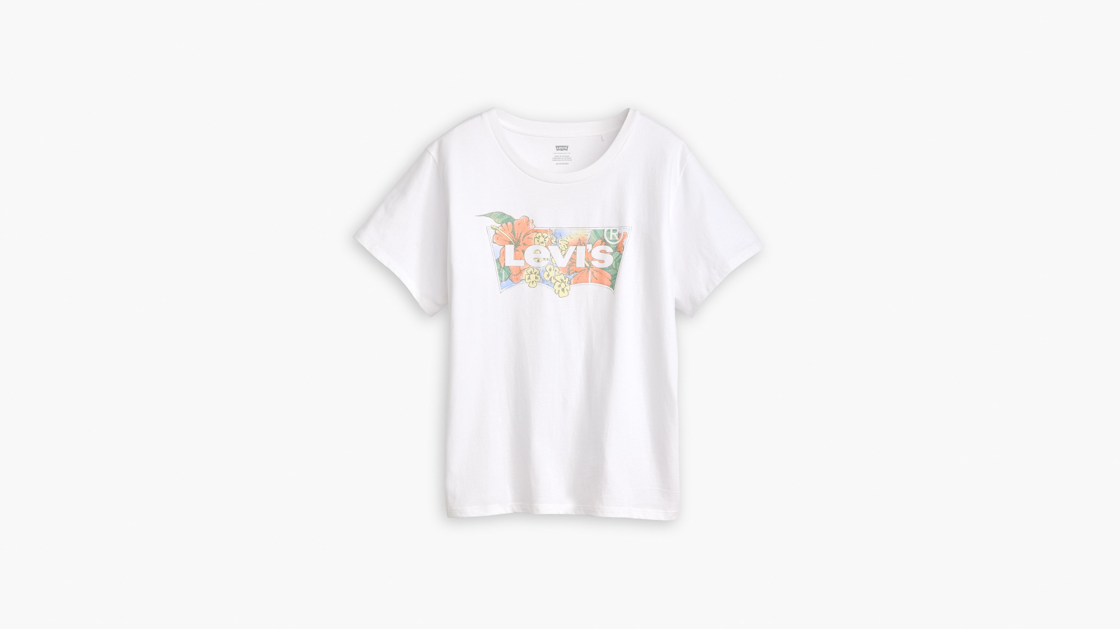 T-shirt Perfect logo (grandes tailles) - Hibiscus Bw Fill Bright White - Blanc