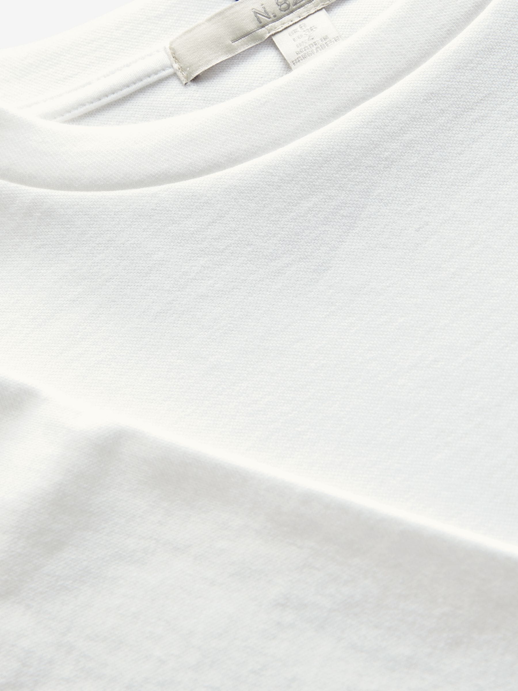 Wit - Dik T-shirt met ronde hals en korte mouwen