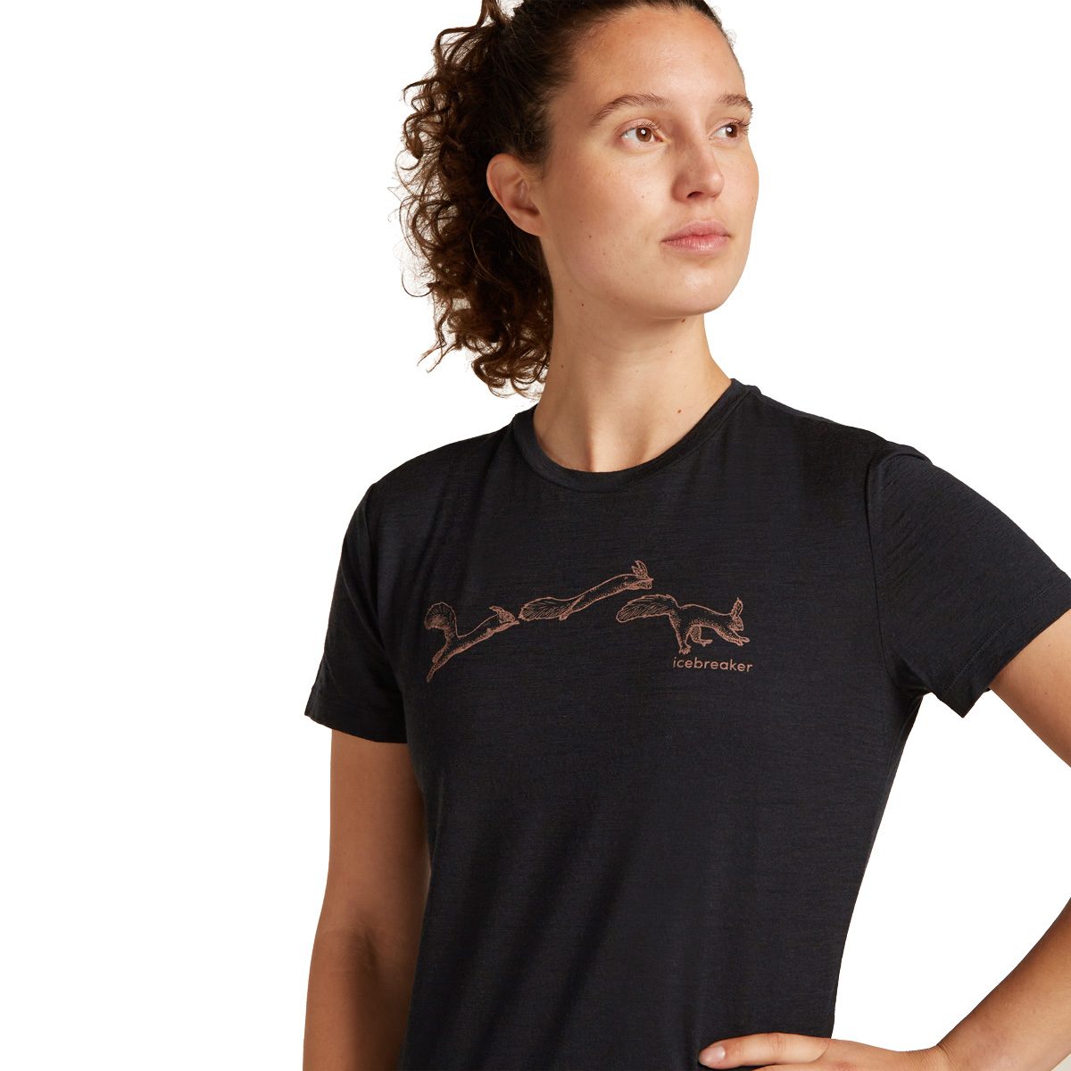 Icebreaker Merino 150 Tech Lite Airbourne Squirrel T-Shirt Damen schwarz