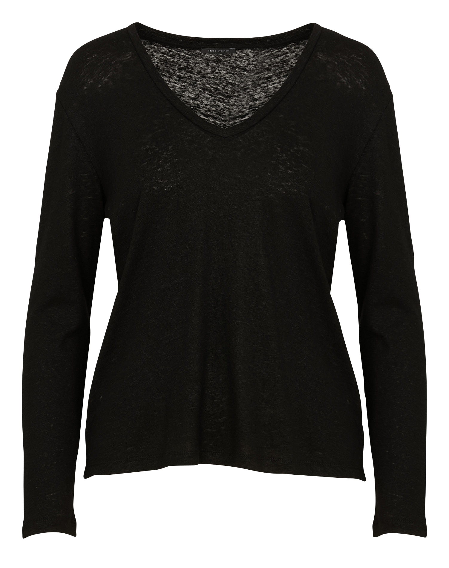 Tee-shirt col V en lin mélangé | Noir
