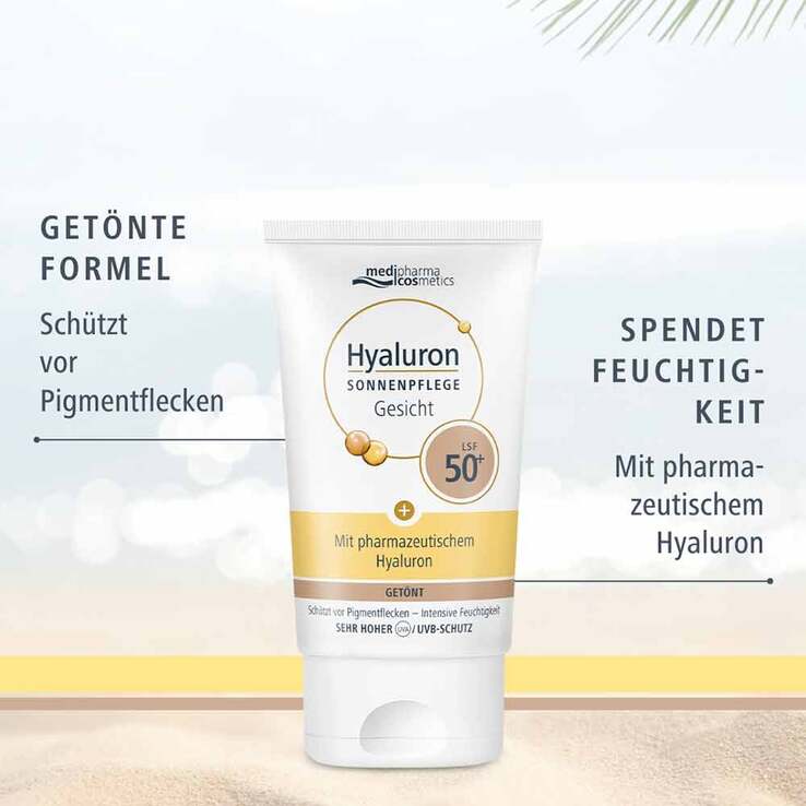 Hyaluron Sonnenpflege Gesicht LSF 50+ getönt, 50 ml