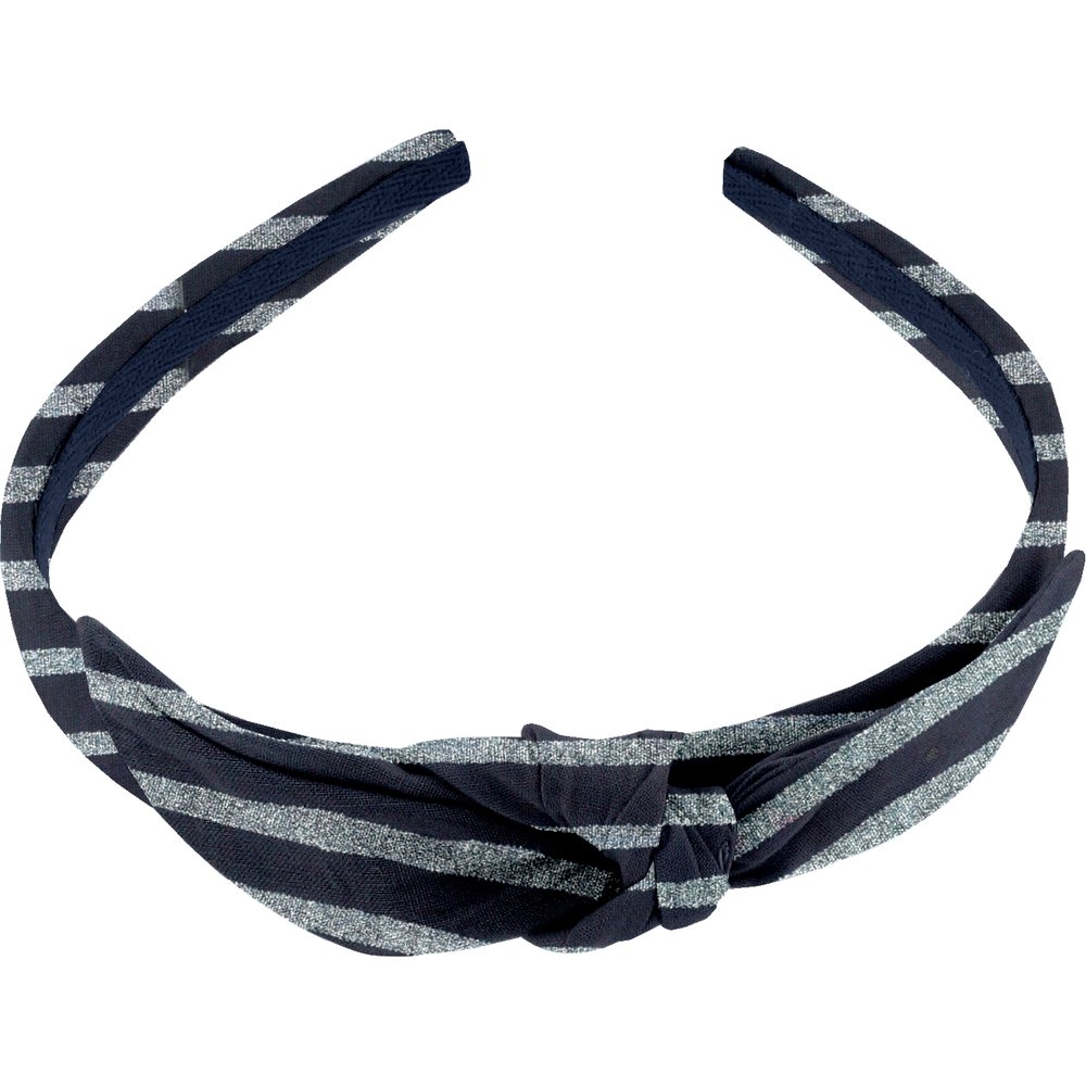 Serre-Tête Noeud Rayé Argent Marine