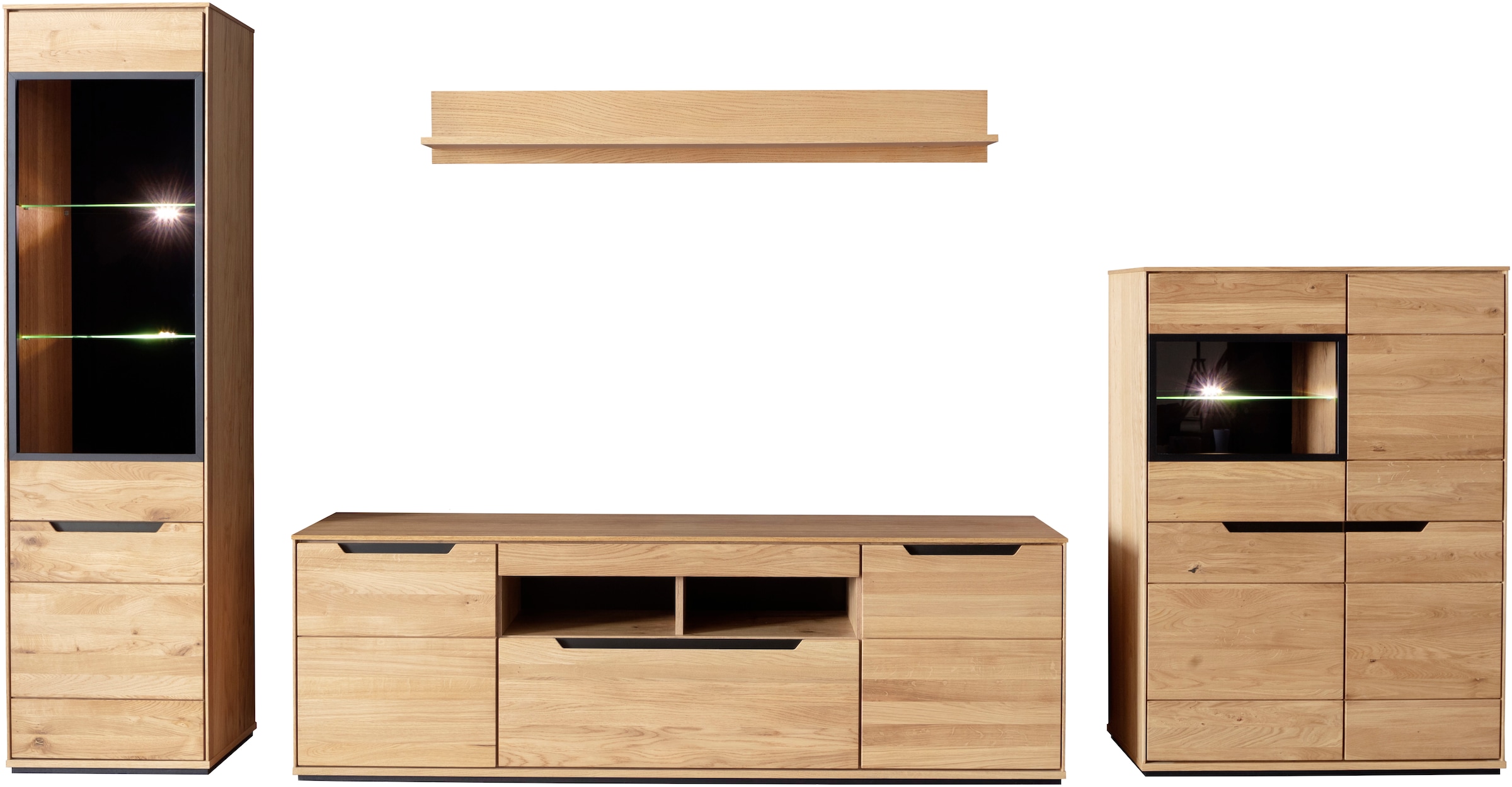 MCA living Wohnwand »Araya Wohnkombination II« Komplett-Set, optional: Glaskantenbeleuchtung, 4 Stk. tlg.