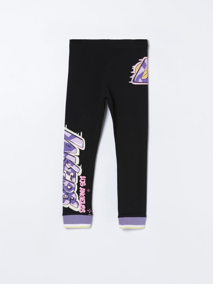 Calça Legging de Moletom NBA Lakers - Preta