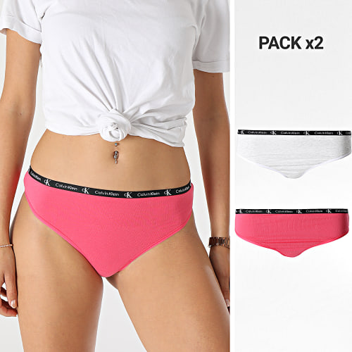 Lot De 2 Strings Femme 1996 Rose Blanc Chiné