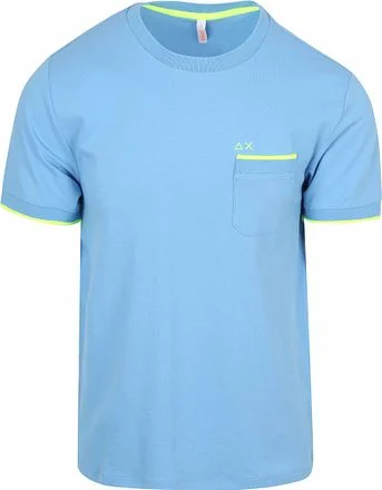 Sun68 Piqué T-Shirt Fluo Stripe Lichtblauw T35124-56 kopen