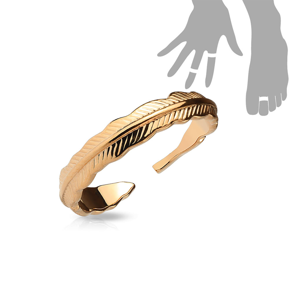 (Ø17mm) Verstellbarer Finger- und Zehenring Feder Look - Roségold