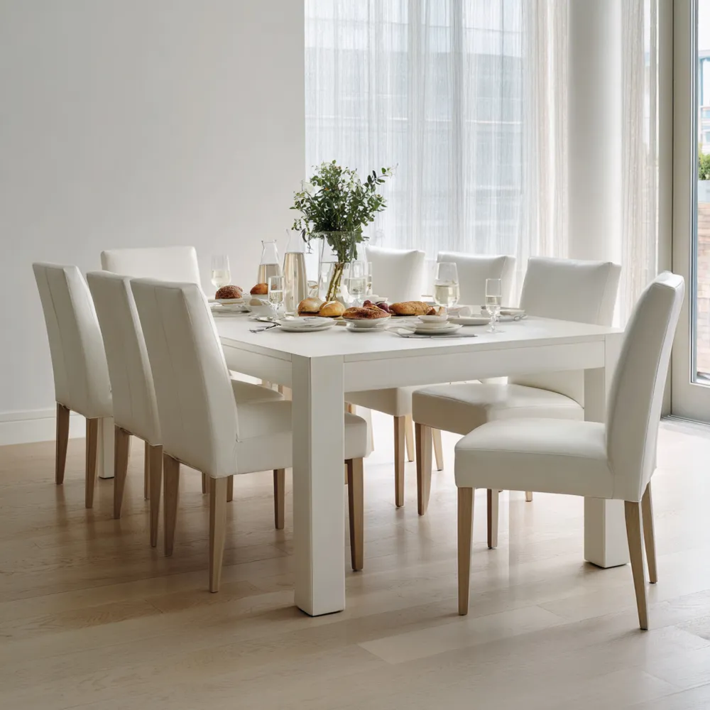 Esszimmer-Set Holz 160x90x75 cm - Weiß - Modernes Design