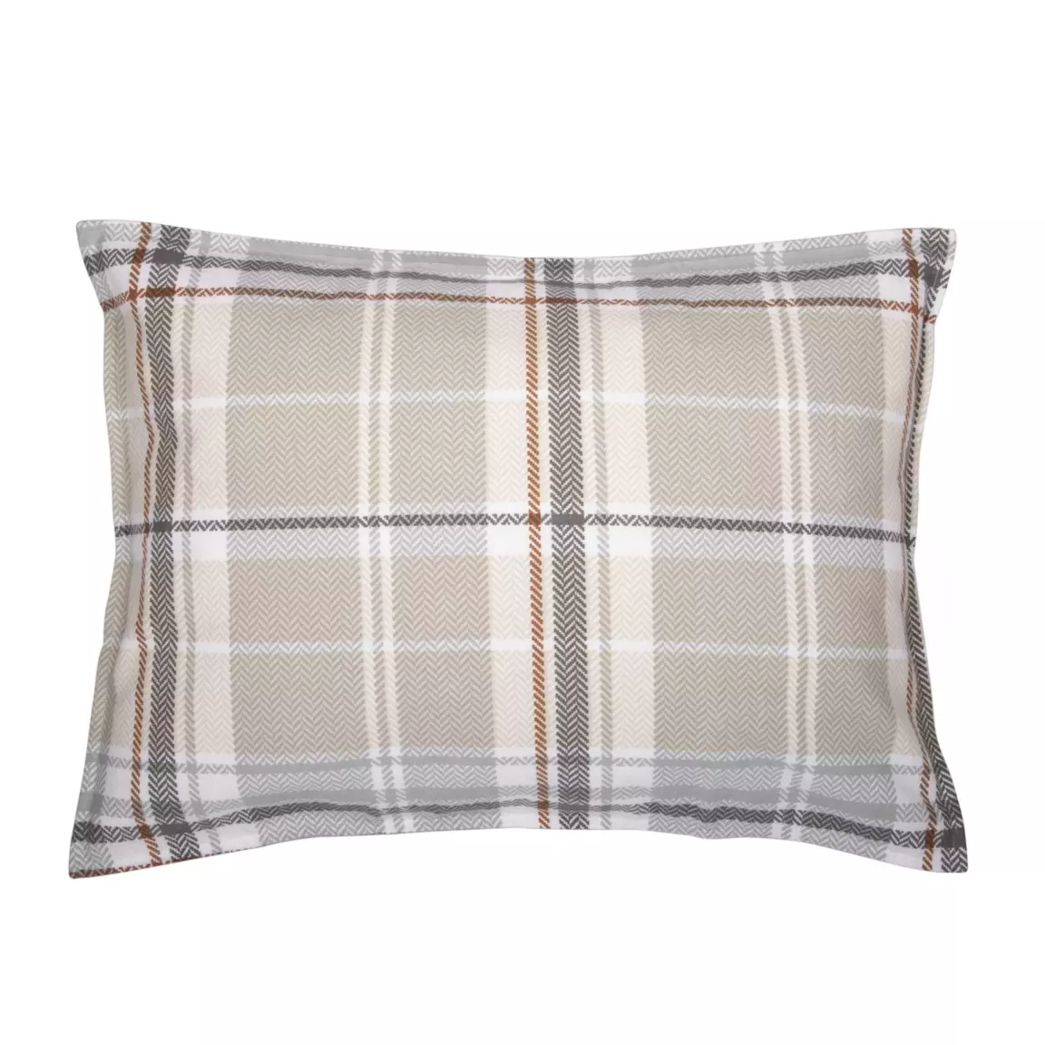 Taie d'oreiller rectangulaire flanelle de coton (50 x 70 cm) Théa motif Grise