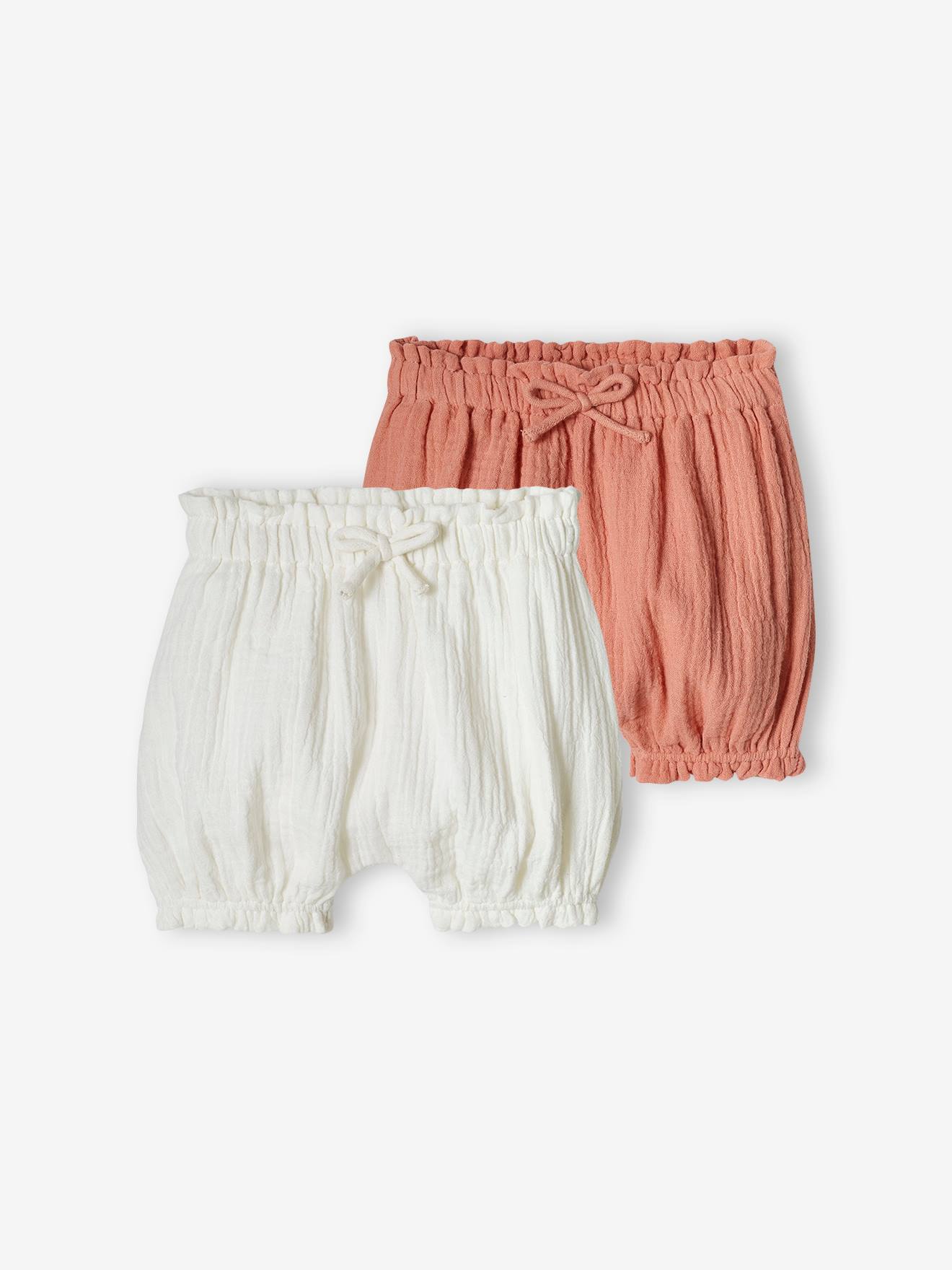 Lote com 2 calcinhas de chiffon de algodão coral para bebê