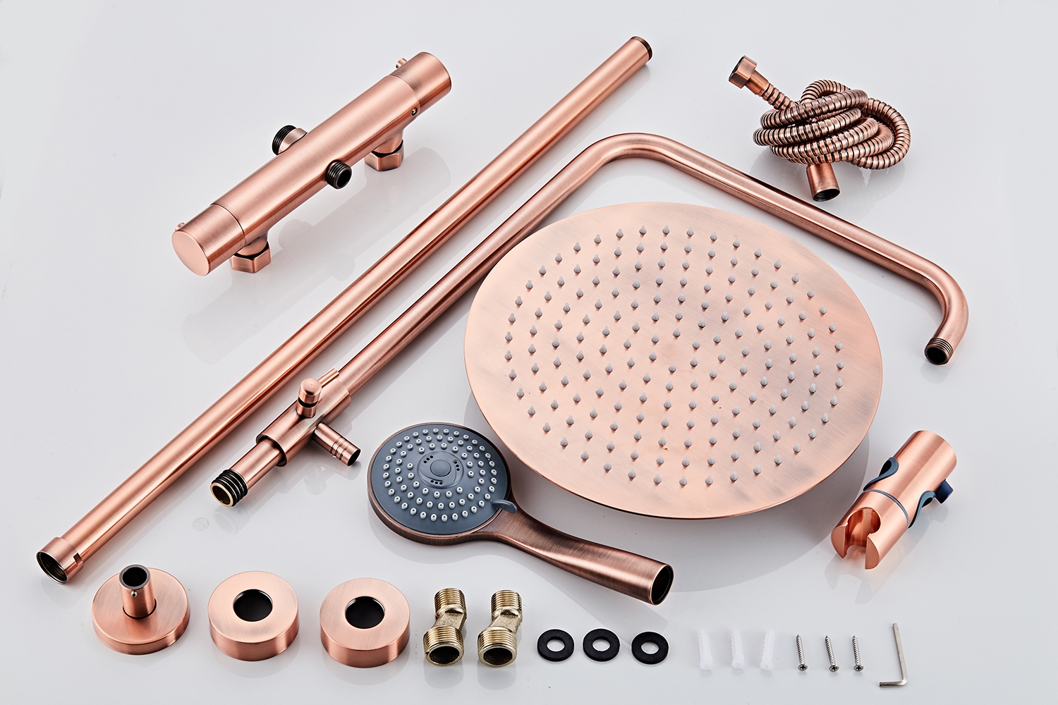 Saniclear Copper opbouw regendouche 30cm met thermostaatkraan en 3 standen handdouche koperkleurig