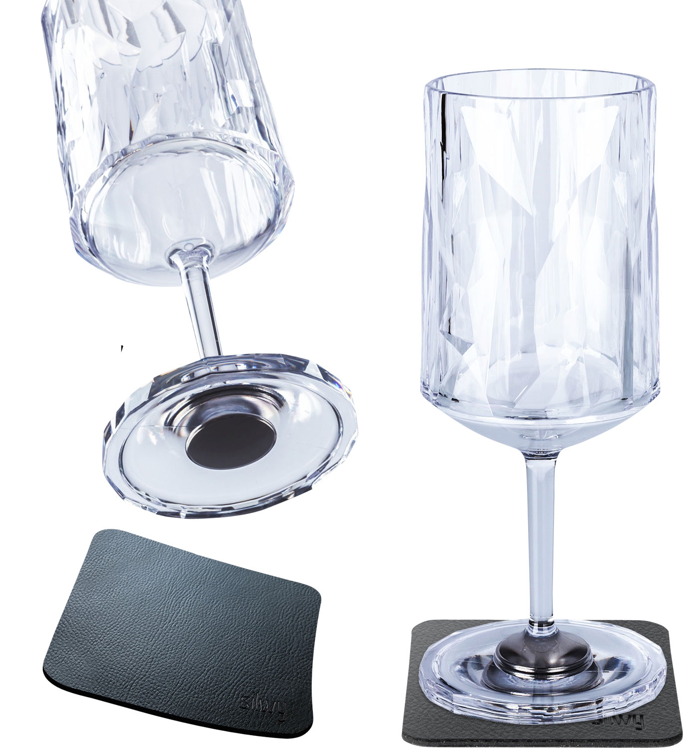 Silwy Magnet-Wein-Kunststoffgläser 2 Stück 200 ml