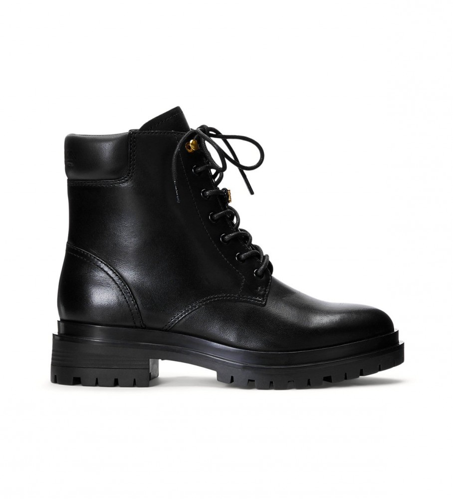 Ralph Lauren Botton Carlee em couro preto e castanho.