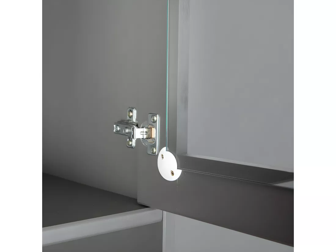 MELINA - Buffet Vaisselier 4 Portes 2 Tiroirs Coloris Gris